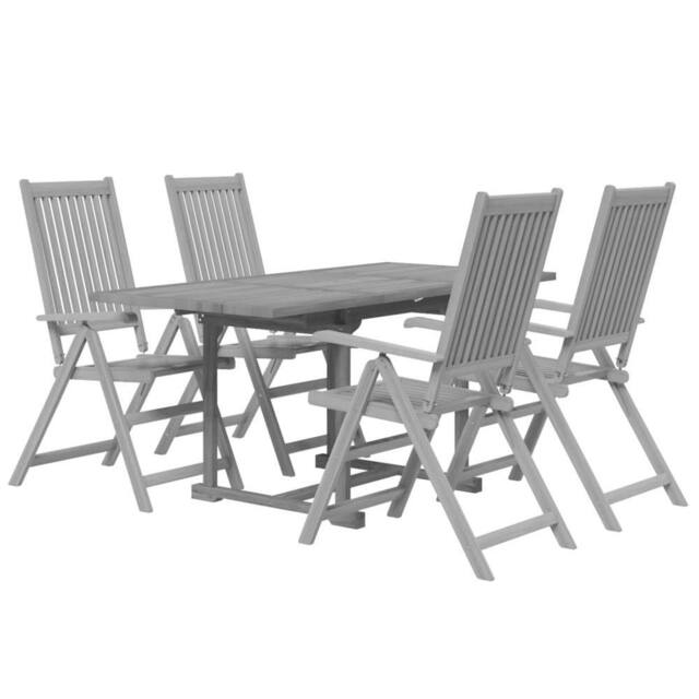 Berkfield Home Durable 5 Piece Garden Dining Set Solid Wood Acacia in Grey - image 1