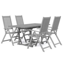 Berkfield Home Durable 5 Piece Garden Dining Set Solid Wood Acacia in Grey - thumbnail 3