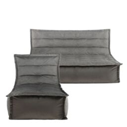 icon Kota Velvet XL Bean Bag Sofa & Lounger Set Grey Bean Bag Chair in Charcoal - thumbnail 4