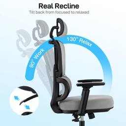 SPETLEK Ergonomic Mesh Back Office Chair in Grey - Size: 6 Person - thumbnail 3
