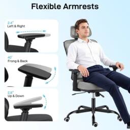SPETLEK Ergonomic Mesh Back Office Chair in Grey - Size: 6 Person - thumbnail 5