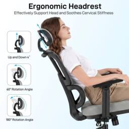 SPETLEK Ergonomic Mesh Back Office Chair in Grey - Size: 6 Person - thumbnail 4