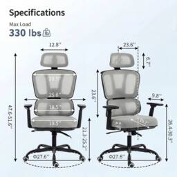 SPETLEK Ergonomic Mesh Back Office Chair in Grey - Size: 6 Person - thumbnail 2