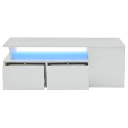 BTM High Gloss LED Coffee Table with 2 Drawers & Open Storage in White - thumbnail 8