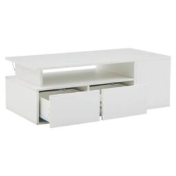 BTM High Gloss LED Coffee Table with 2 Drawers & Open Storage in White - thumbnail 9