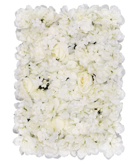 Neel Blue Artificial Flower Wall Panel Decorative Wedding Photography Backdrop in Off-White