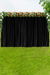 Neel Blue 3x3 Metres Curtain Backdrop, Polyester Fabric Drapes in Black - Size: 300 cm - thumbnail 4