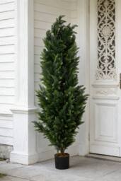 Living and Home Decorative Artificial Cypress Tree in Pot in Green - thumbnail 2