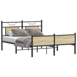 Berkfield Home Durable Bed Frame without Mattress Sonoma Oak 140x190 cm Engineer in Brown - thumbnail 2
