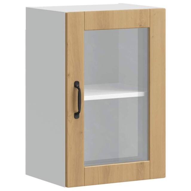 Berkfield Home Kitchen Wall Cabinet with Glass Door¬†Porto Artisan Oak in Brown - image 1