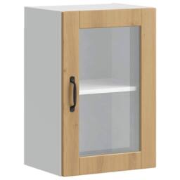 Berkfield Home Kitchen Wall Cabinet with Glass Door¬†Porto Artisan Oak in Brown - thumbnail 1