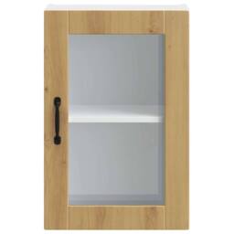 Berkfield Home Kitchen Wall Cabinet with Glass Door¬†Porto Artisan Oak in Brown - thumbnail 6