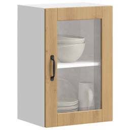 Berkfield Home Kitchen Wall Cabinet with Glass Door¬†Porto Artisan Oak in Brown - thumbnail 2