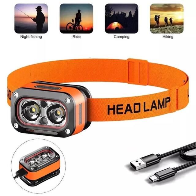 Kelvenix Rechargeable Head Torch Light Waterproof in Orange - image 1