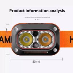 Kelvenix Rechargeable Head Torch Light Waterproof in Orange - thumbnail 2