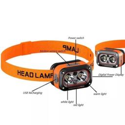 Kelvenix Rechargeable Head Torch Light Waterproof in Orange - thumbnail 5