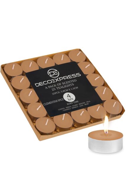 Deco Express Scented 25 Packs Tealights - Clementine Spice in Beige - image 1