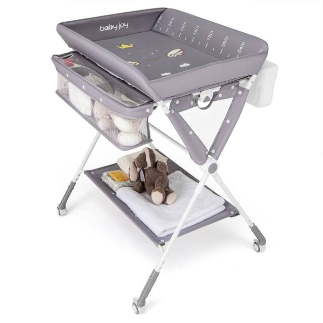 Costway Diaper Changing Station Foldable Baby Changing Table in Grey - image 1