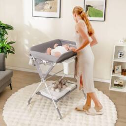 Costway Diaper Changing Station Foldable Baby Changing Table in Grey - thumbnail 2