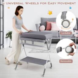 Costway Diaper Changing Station Foldable Baby Changing Table in Grey - thumbnail 6