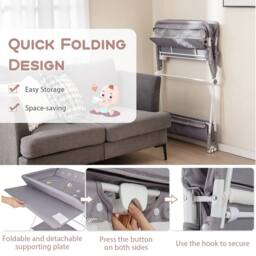 Costway Diaper Changing Station Foldable Baby Changing Table in Grey - thumbnail 5