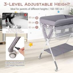 Costway Diaper Changing Station Foldable Baby Changing Table in Grey - thumbnail 4