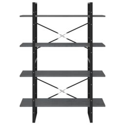 Berkfield Home 4-Tier Book Cabinet Grey 100x30x140 cm Solid Pine Wood - Size: 100 x 30 x 140 cm - thumbnail 5