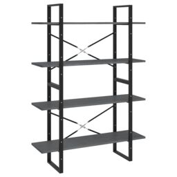 Berkfield Home 4-Tier Book Cabinet Grey 100x30x140 cm Solid Pine Wood - Size: 100 x 30 x 140 cm - thumbnail 2
