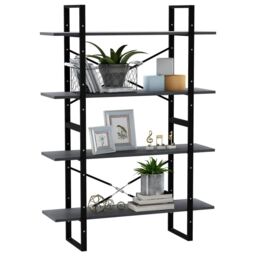 Berkfield Home 4-Tier Book Cabinet Grey 100x30x140 cm Solid Pine Wood - Size: 100 x 30 x 140 cm - thumbnail 4