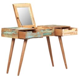 Berkfield Home Dressing Table with Mirror 112x45x76 cm Solid Reclaimed Wood in Brown - Size: 112 x 45 x 76 cm