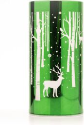 Shatchi 18cm Christmas Decorated Vase Table Deer Scene Green - thumbnail 4