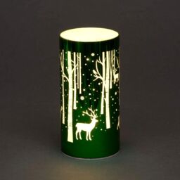 Shatchi 18cm Christmas Decorated Vase Table Deer Scene Green - thumbnail 3