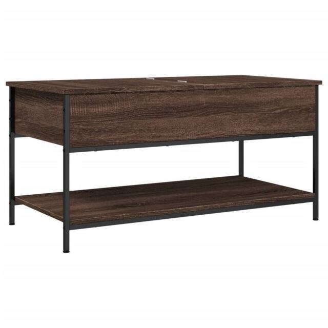 Berkfield Home Coffee Table Brown Oak 100x50x50 cm Engineered Wood & Metal - Size: 100 x 50 x 50 cm - image 1