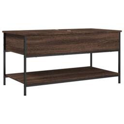 Berkfield Home Coffee Table Brown Oak 100x50x50 cm Engineered Wood & Metal - Size: 100 x 50 x 50 cm - thumbnail 7