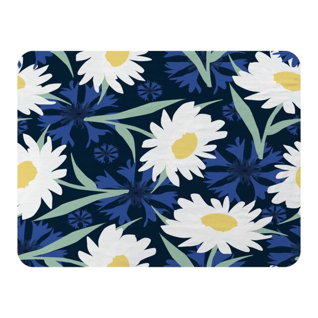 Benjamin Tate Design Daisies On Navy Blanket in Natural - Size: 120 cm x 150 cm - image 1