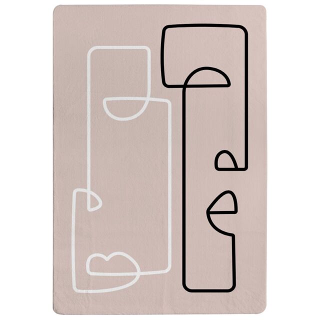 Benjamin Tate Design Line Art Of Two Faces Designer Rug in Natural - Size: Large - image 1