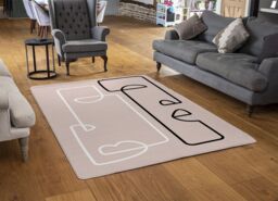 Benjamin Tate Design Line Art Of Two Faces Designer Rug in Natural - Size: Large - thumbnail 2