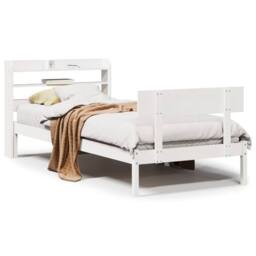 Berkfield Home Beautiful Bed Frame without Mattress White 90x190 cm Single Solid - thumbnail 3