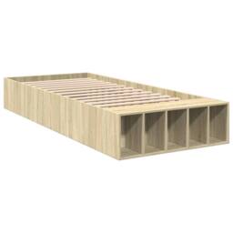 Berkfield Home Modern Bed Frame without Mattress Sonoma Oak 75x190 cm Small Single in Light Tan - thumbnail 1