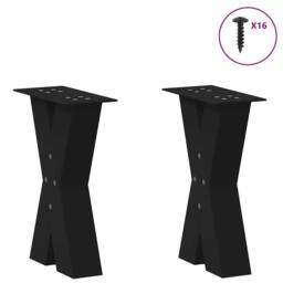 Berkfield Home Coffee Table Legs X-Shaped 2 pcs Black 28x(42-43) cm Steel - thumbnail 3