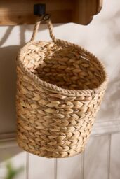 Dibor Natural Woven Water Hyacinth Large Wall Basket with Rope Detailin H29 x D22cm - thumbnail 1