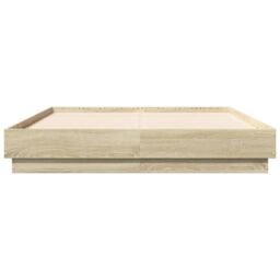 Berkfield Home Bed Frame with LED without Mattress Sonoma Oak 120x190 cm Small Double in Brown - thumbnail 6