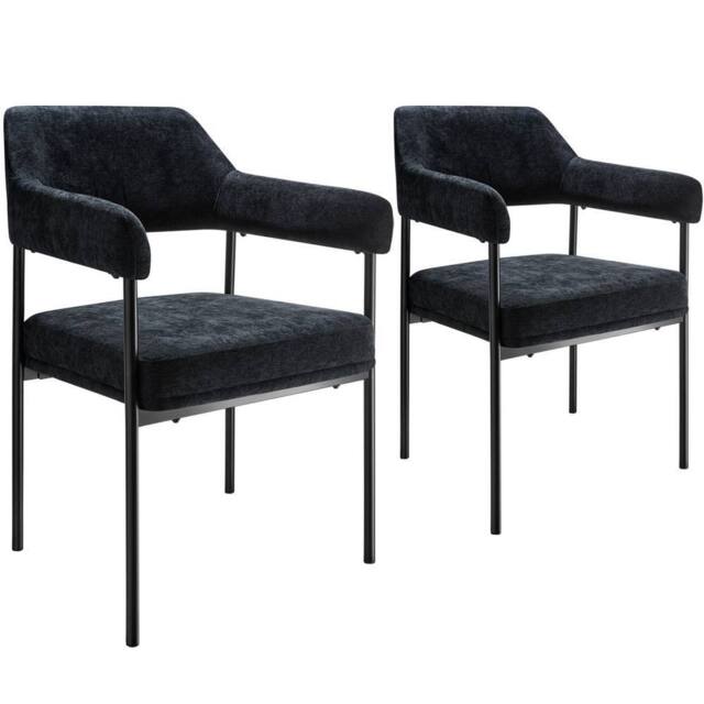 tectake Armchair Doe Set Of 2 - Woven Fabric Black/Black in Black - Size: 2 Pack - image 1
