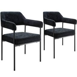 tectake Armchair Doe Set Of 2 - Woven Fabric Black/Black in Black - Size: 2 Pack - thumbnail 1
