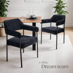 tectake Armchair Doe Set Of 2 - Woven Fabric Black/Black in Black - Size: 2 Pack - thumbnail 8