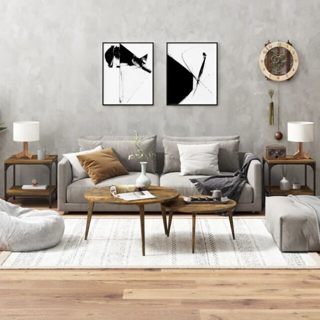 Berkfield Home Side Tables 2 pcs Smoked Oak 40x40x40 cm Engineered Wood in Brown - Size: 40 x 40 x 40 cm - image 1