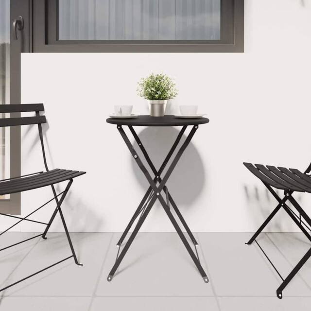 Berkfield Home Modern Folding Bistro Table Anthracite √ò50x71 cm Powder-coated Steel in Charcoal - Size: 50x71 cm - image 1