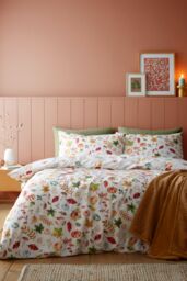 Catherine Lansfield 'Autumn Pumpkins' Reversible Duvet Cover Set in Orange - Size: Double - thumbnail 1