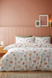 Catherine Lansfield 'Autumn Pumpkins' Reversible Duvet Cover Set in Orange - Size: Double - thumbnail 2