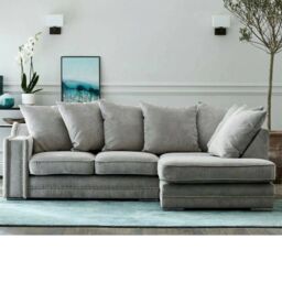 Furnishings For Less UK Kensington Deluxe Chenille Corner Sofa 3 - 4 Seater L Shaped Corner Sofa Right Hand Facing Charcoal or Seal in Light Grey - thumbnail 1